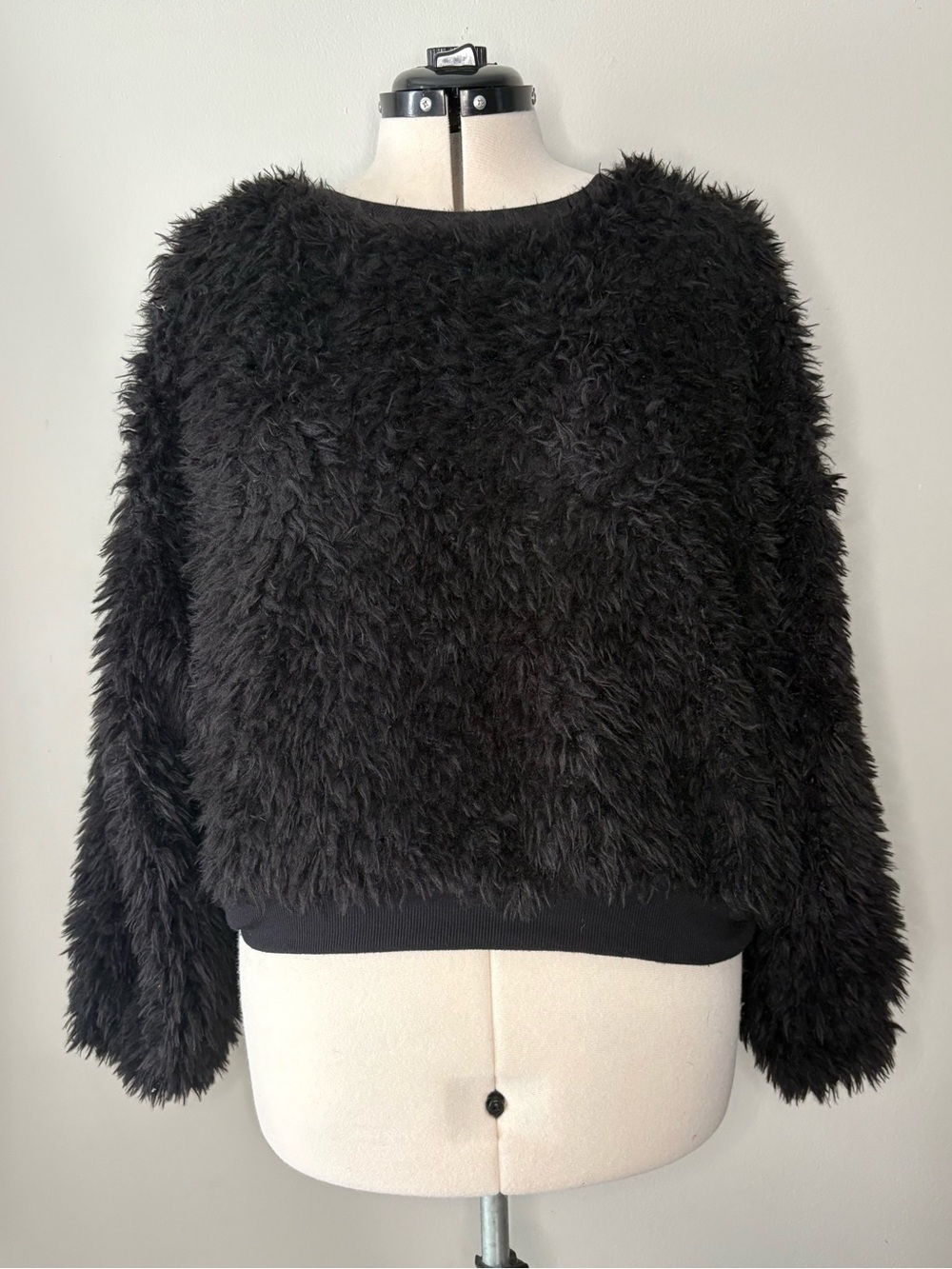 No Boundaries Black Fuzzy Crew Neck Sweater